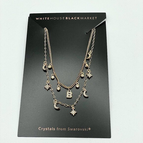 NWT White House Black Market Swarovski Crystal "B" Celestial Charm Necklace - Picture 2 of 10